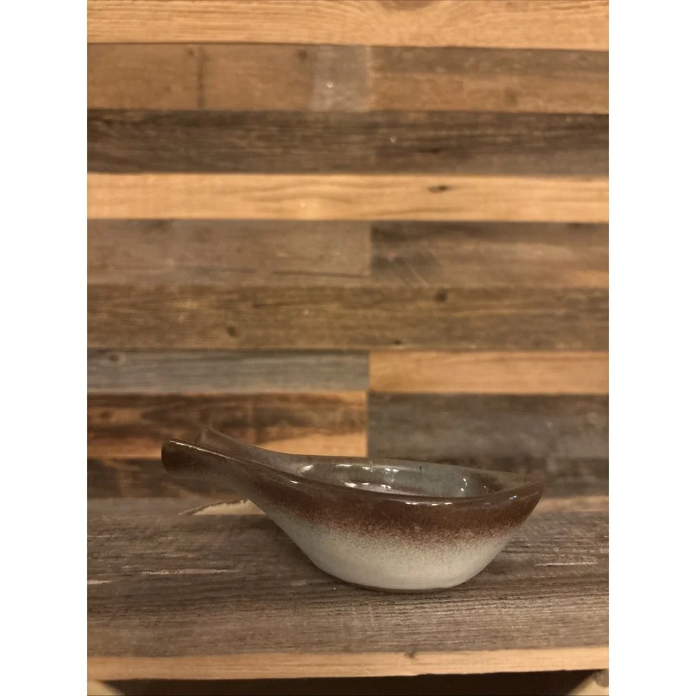 Vtg 1977 PETER POTS POTTERY Original Fish Ashtray SPOON REST Trinket Dish BROWN
